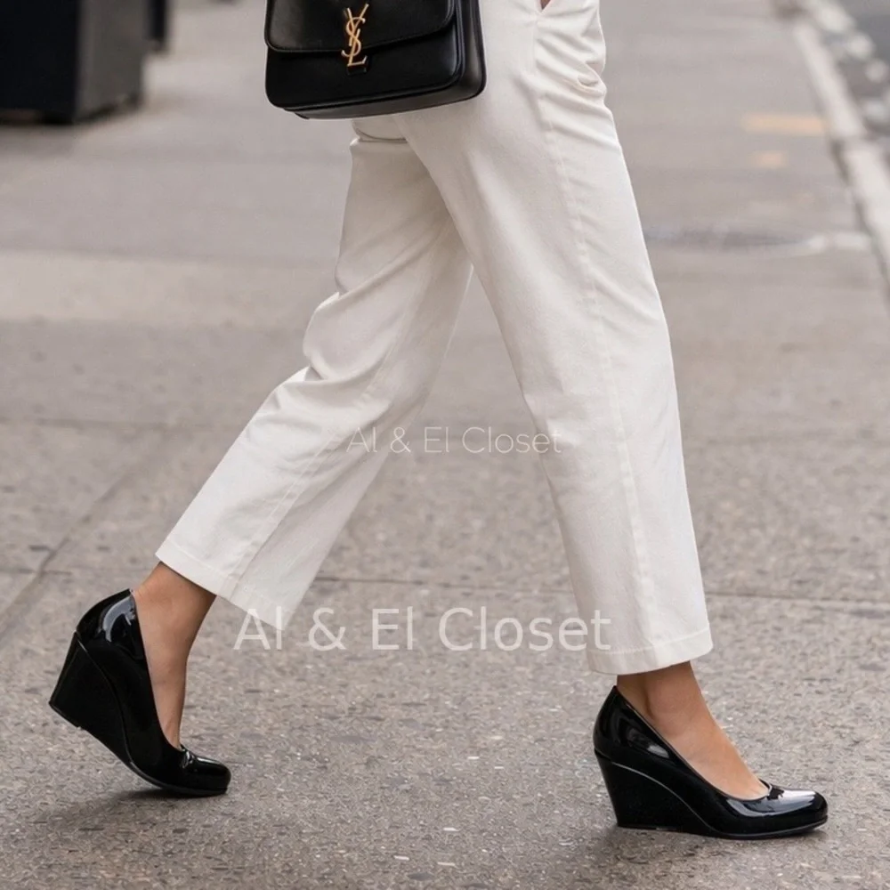 CL by Laundry Nima Patent Black Wedge Pumps Women’s 7 Glossy Heels New In Box